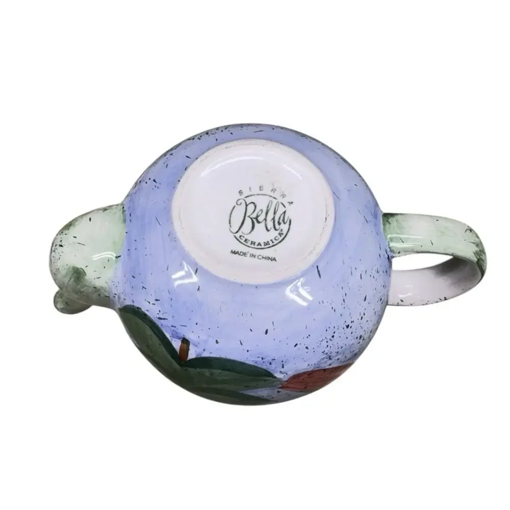 Vintage 90's Bella Ceramica Sierra Rustic Hand Painted Winter Mountain Tea Pot